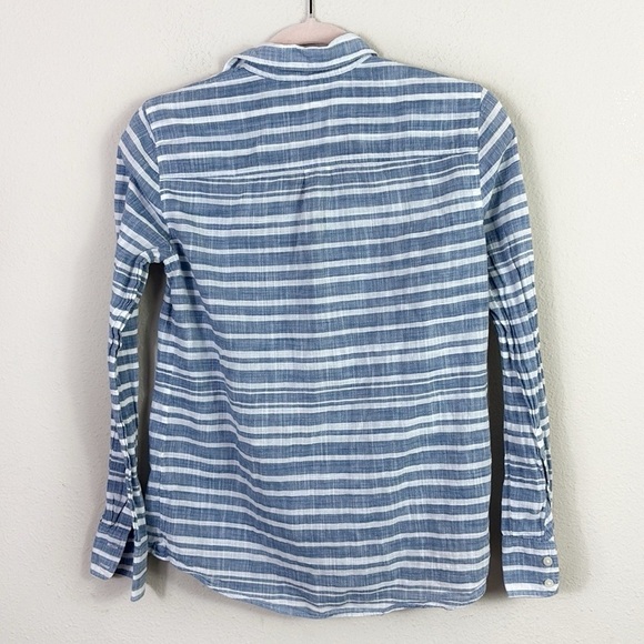 J. Crew the Perfect Shirt Blue White Striped Button Down Shirt 100% Cotton Sz XS - Picture 10 of 12